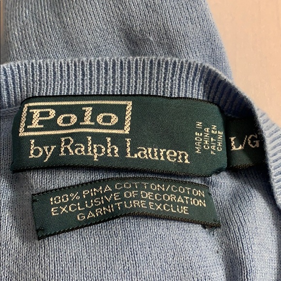 Light Blue Polo Ralph Lauren V Neck Sweater - Picture 6 of 8
